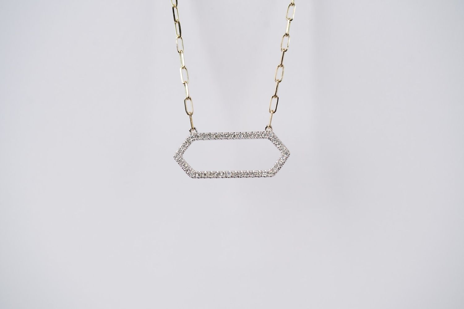 ETTX- 14KWY 5.14g .30ctw Diamond Geometric Open Link Necklace 18&quot;
