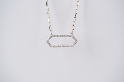 ETTX- 14KWY 5.14g .30ctw Diamond Geometric Open Link Necklace 18&quot;