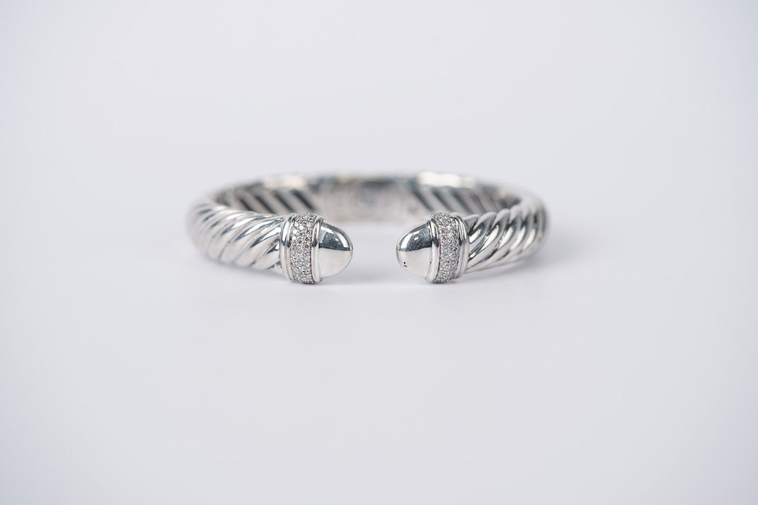 NTTX- Sterling Silver 34.85g .50ctw David Yurman Diamond Bangle Bracelet