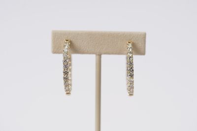 ANTT- 14KY 7.27g 3.00ctw Diamond Inside/Out Hoop Earrings