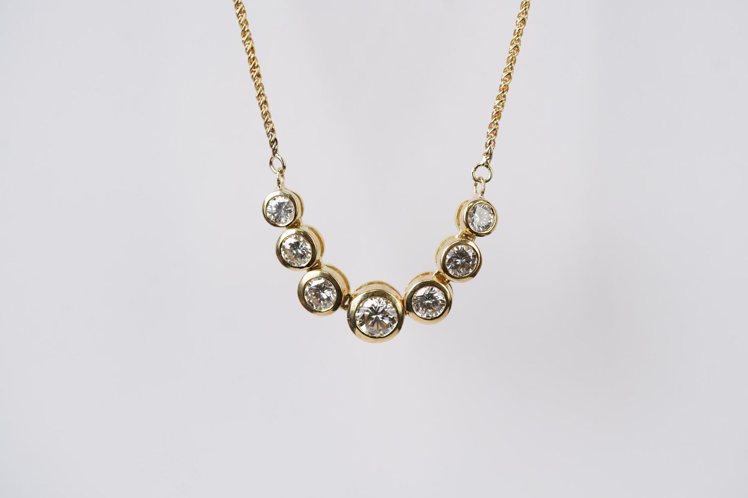 VDTT- 14KY 8.58g 1.70ctw Diamond Bezel Necklace 20&quot;