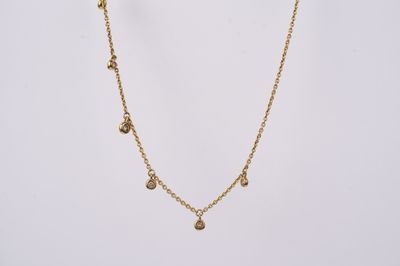 AVT- 14KY 2.60g .20ctw Diamond Bezel Station Necklace 16&quot;