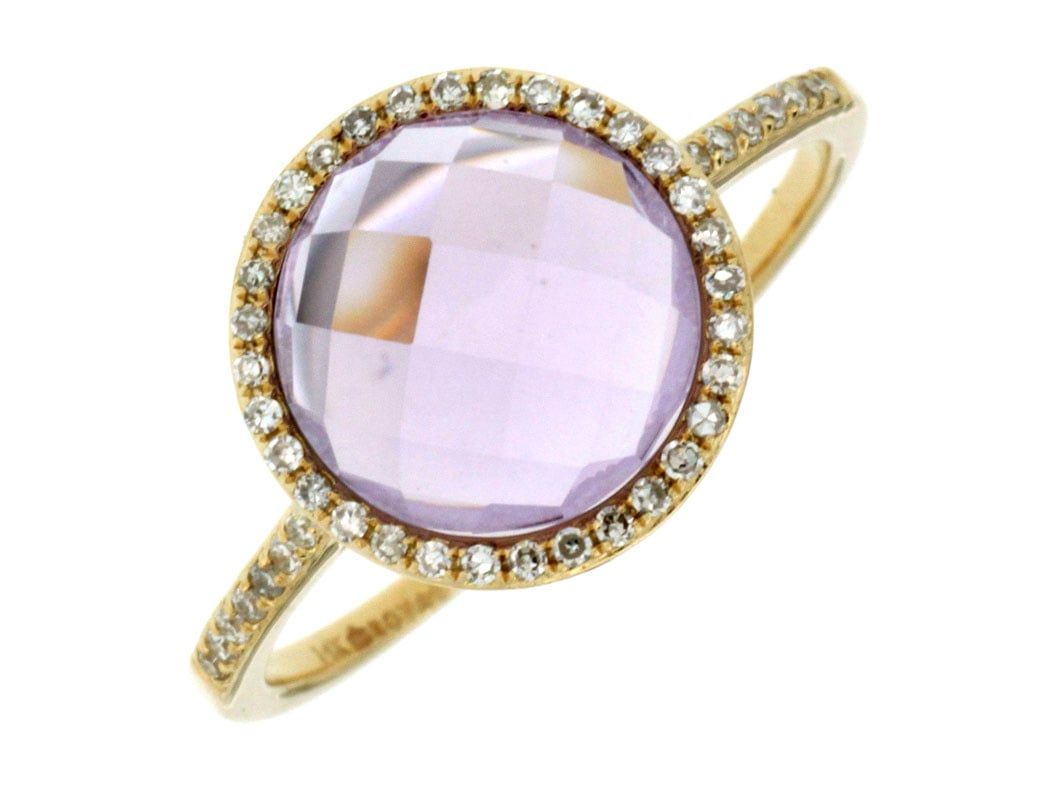 NVD- 14KY 2.43g 2.85ctw (2.70ctr) Amethyst &amp; Diamond Halo Ring (size 7)