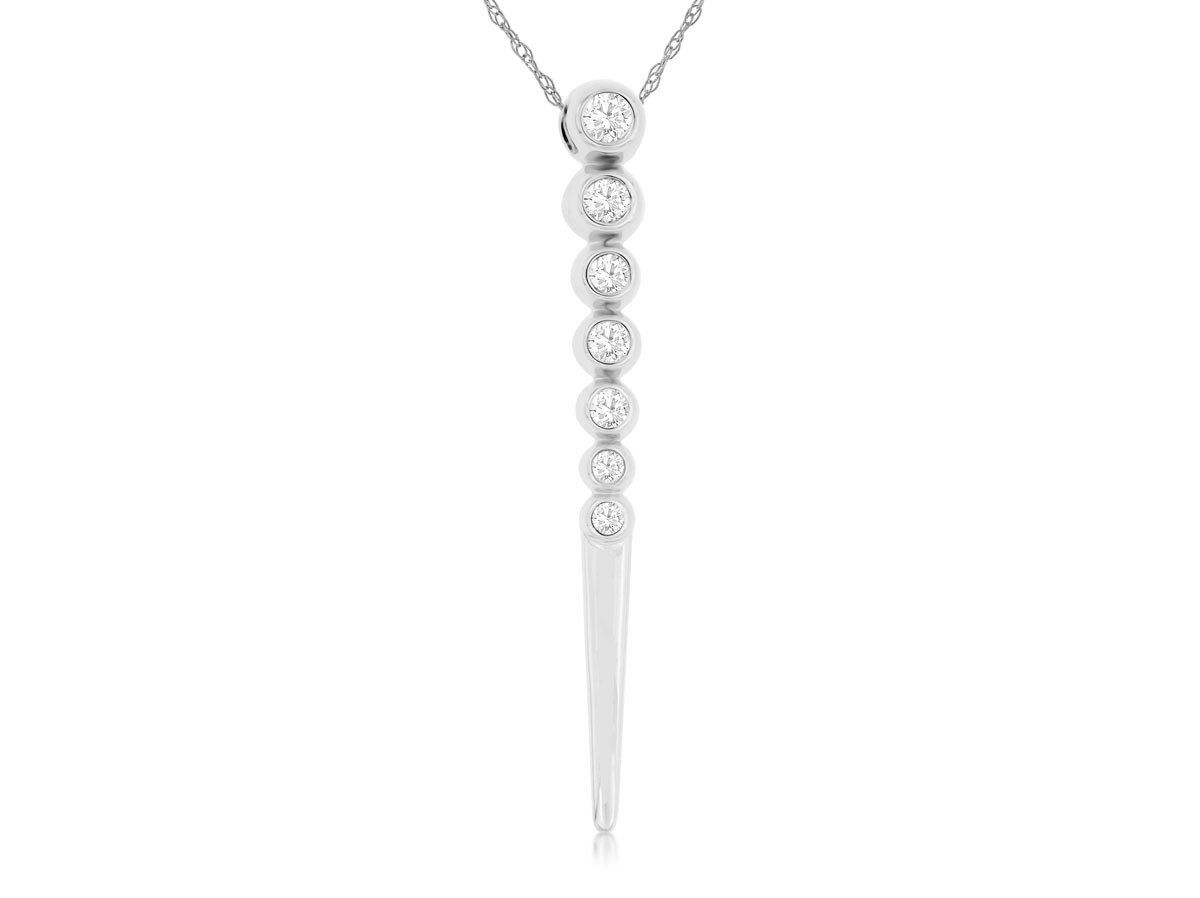 NRT- 14KW 2.00g .20ctw Diamond Bezel Dangle Pendant 18&quot;