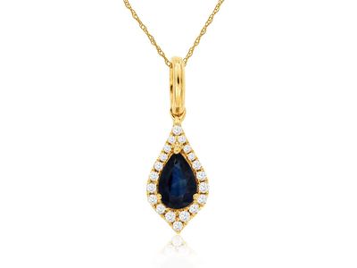 NTD- 14KY 1.45g .50ctw (.40ctr) Sapphire &amp; Diamond Fashion Pendant 18&quot;