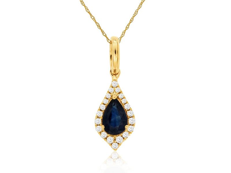 NTD- 14KY 1.45g .50ctw (.40ctr) Sapphire &amp; Diamond Fashion Pendant 18&quot;