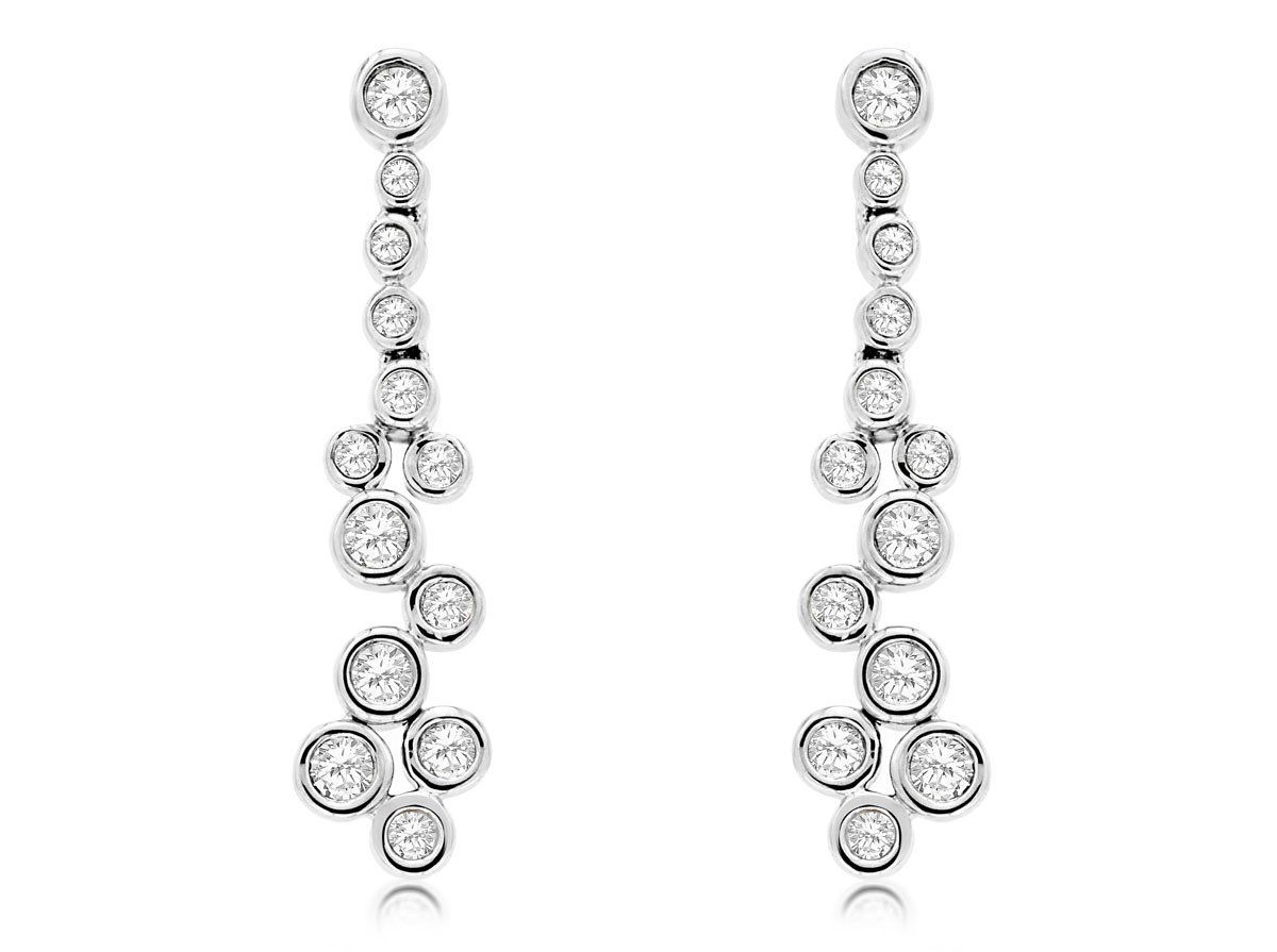 RAIX- 14KW 3.34g .48ctw Diamond Bezel Dangle Earrings