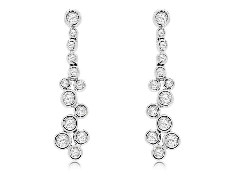 RAIX- 14KW 3.34g .48ctw Diamond Bezel Dangle Earrings