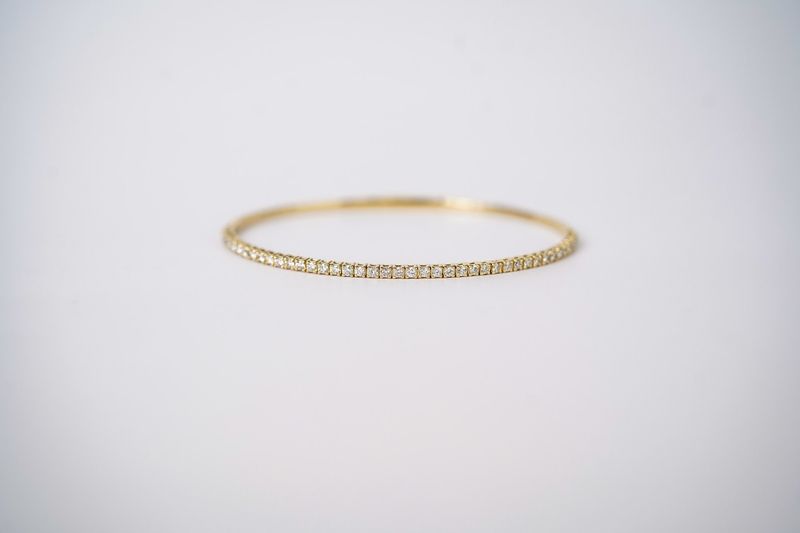 ITTX- 14KY 5.84g .92ctw Diamond Flex Bangle Bracelet