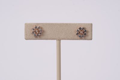 BIX- 14KR 1.2g .75ctw Aquamarine &amp; Diamond Halo Earrings