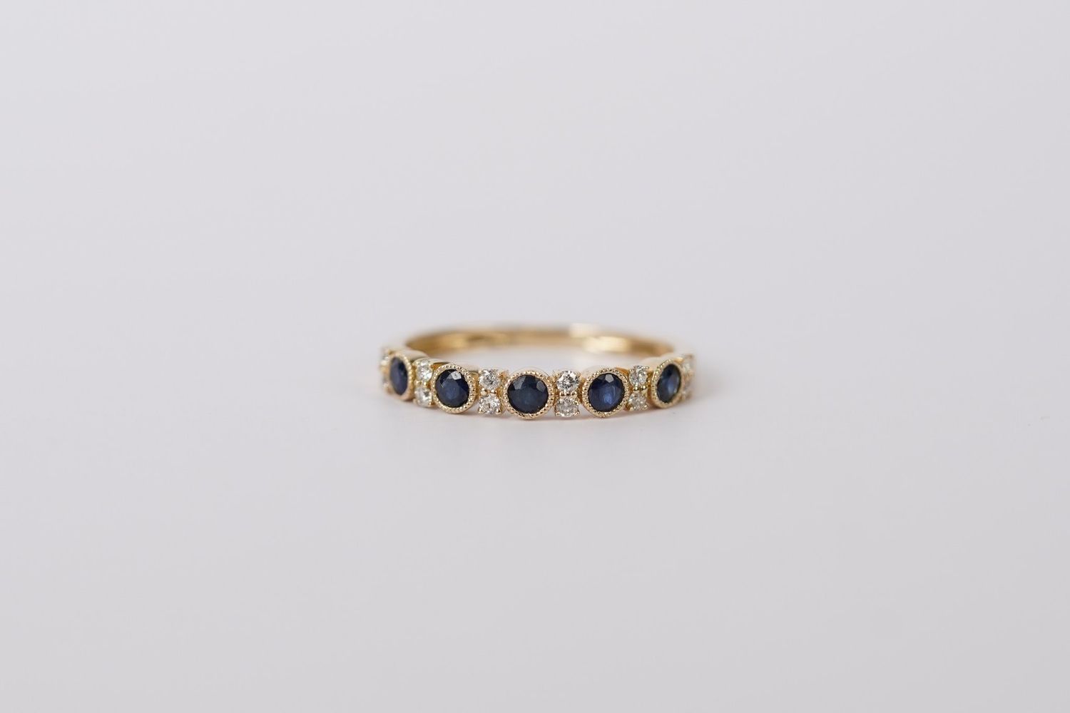 DTNX- 14KY 2.00g .56ctw Sapphire &amp; Diamond Stackable Band (size 7)