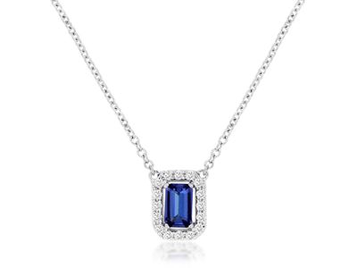 DNIX- 14KW 2.23g .43ctw (.32ctr) Tanzanite &amp; Diamond Halo Pendant 18&quot;