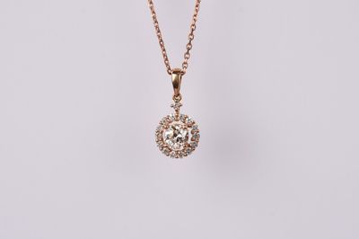 BETX- 14KR 2.85g .75ctw (.50ctr) I-J/VS2 European Cut Diamond Halo Pendant 20&quot;