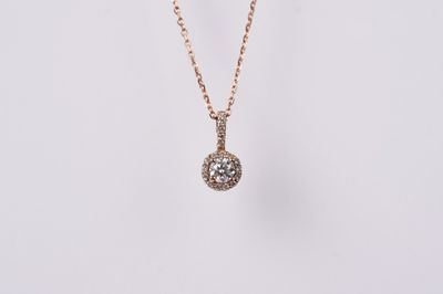 DETX- 14KR 2.41g .50ctw (.40ctr) G/SI1 Diamond Halo Pendant 18&quot;