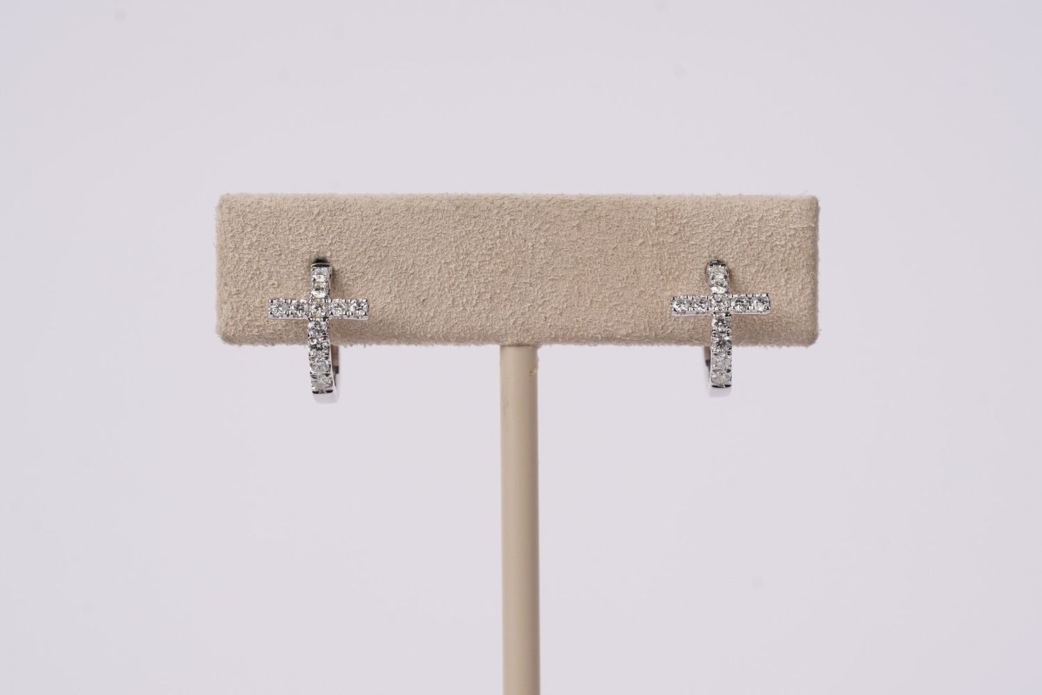 NTN- 14KW 1.29g .30ctw Diamond Cross Hoop Earrings