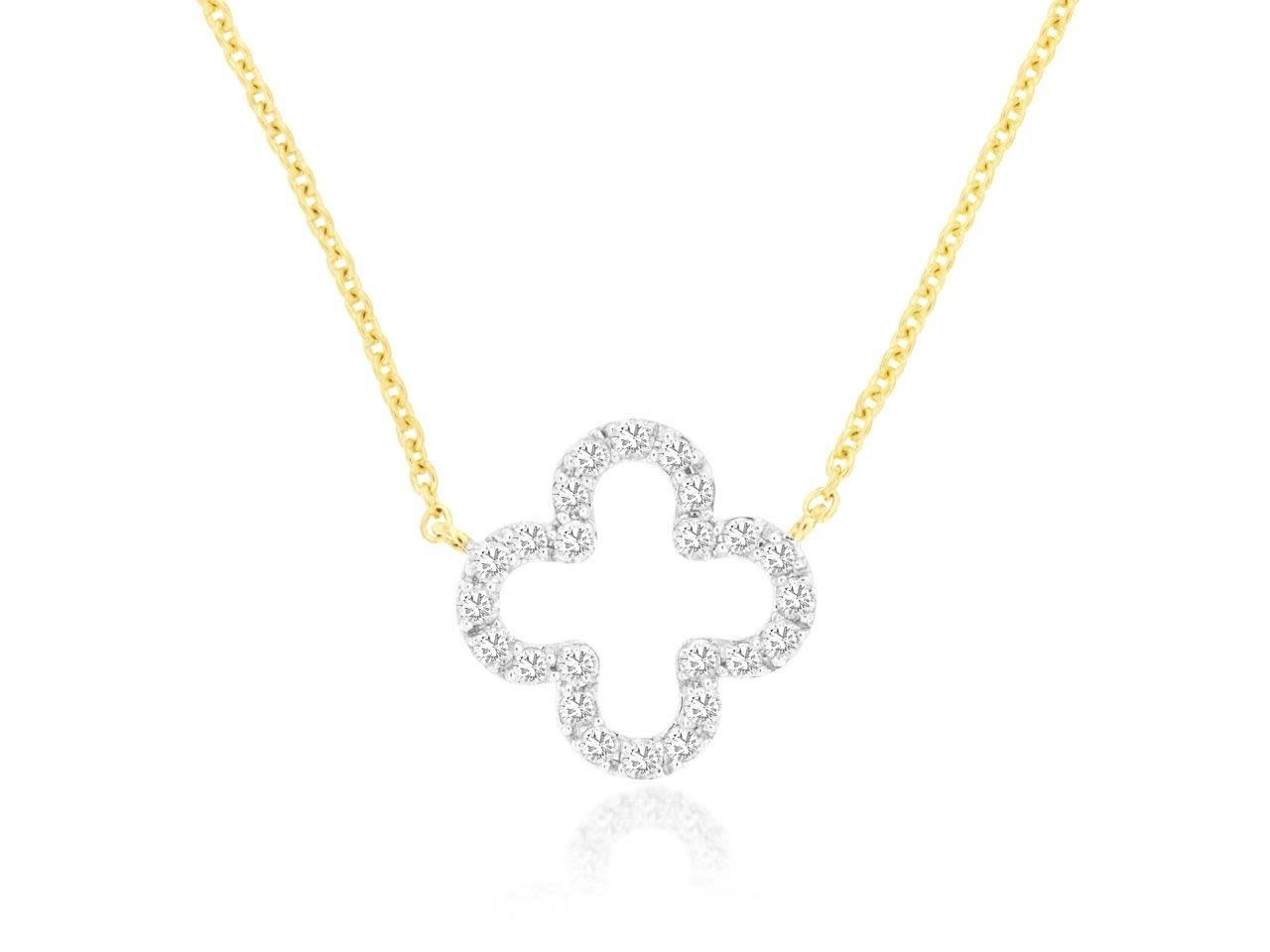 DEAX- 14KY 2.12g .25ctw Diamond Open Clover Pendant 16-18&quot;