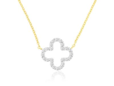 DEAX- 14KY 2.12g .25ctw Diamond Open Clover Pendant 16-18&quot;