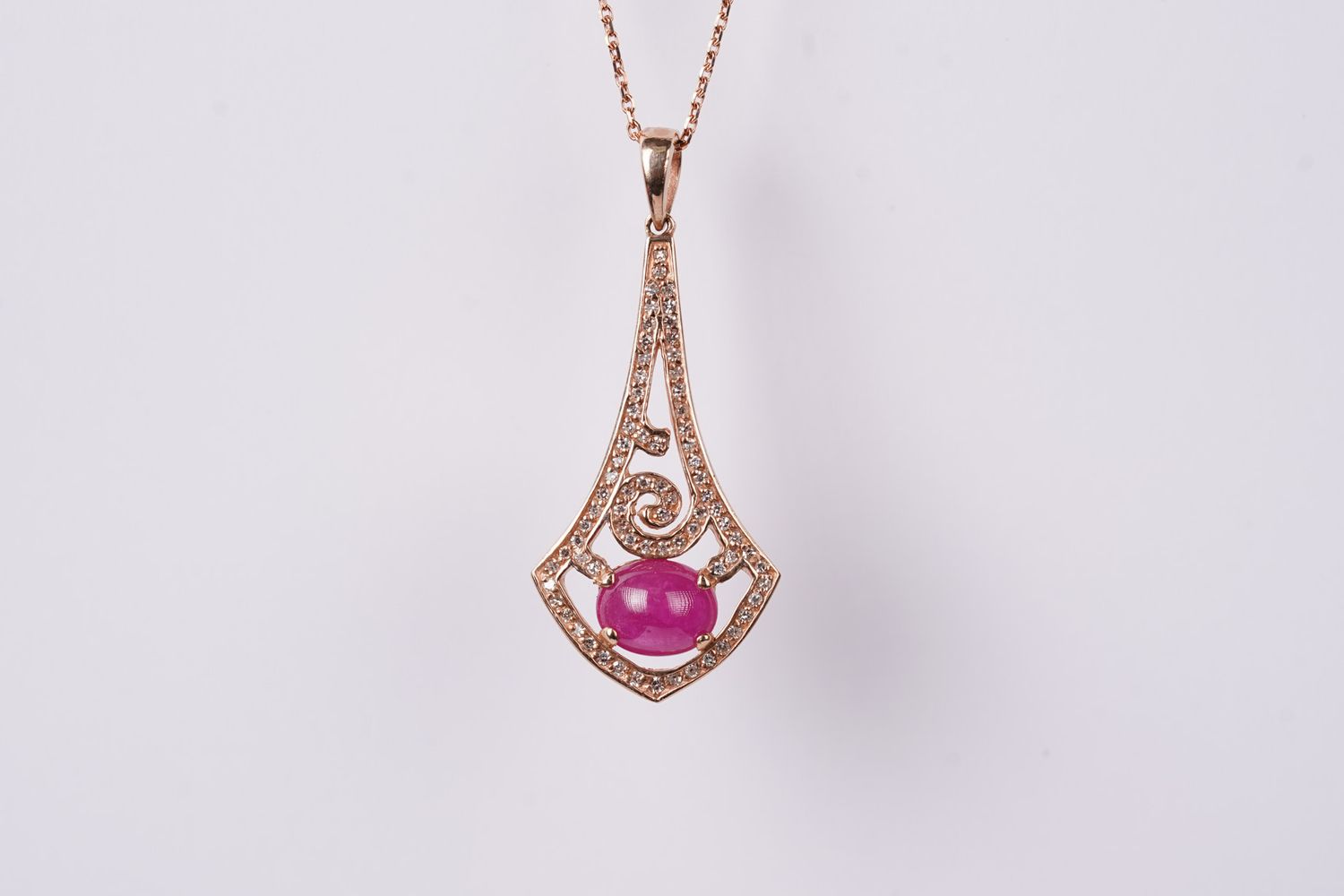 EETX- 14KR 6.86g 2.10ctw Effy Ruby &amp; Diamond Pendant 20&quot;