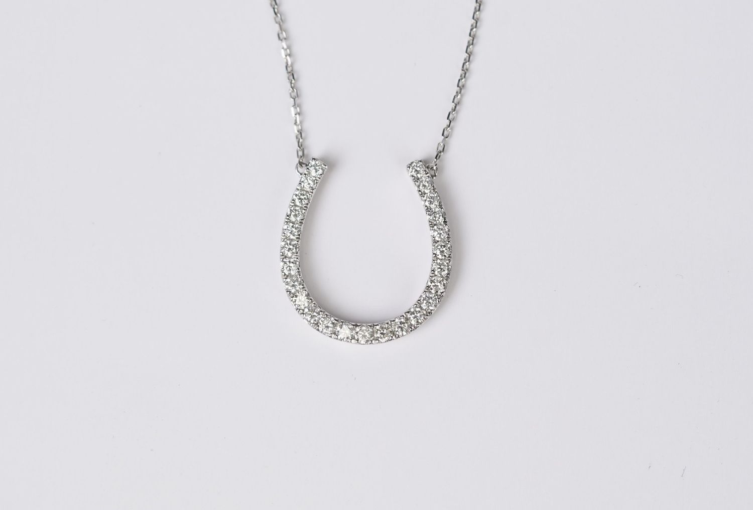 IDTX- 14KW 4.13g .84ctw Large Diamond Horseshoe Pendant 16-18&quot;