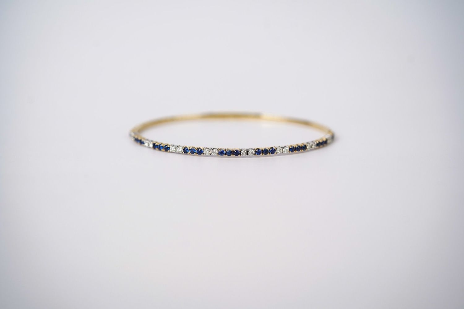 RRIX- 14KY 6.07g 1.32ctw Sapphire &amp; Diamond Flex Bangle