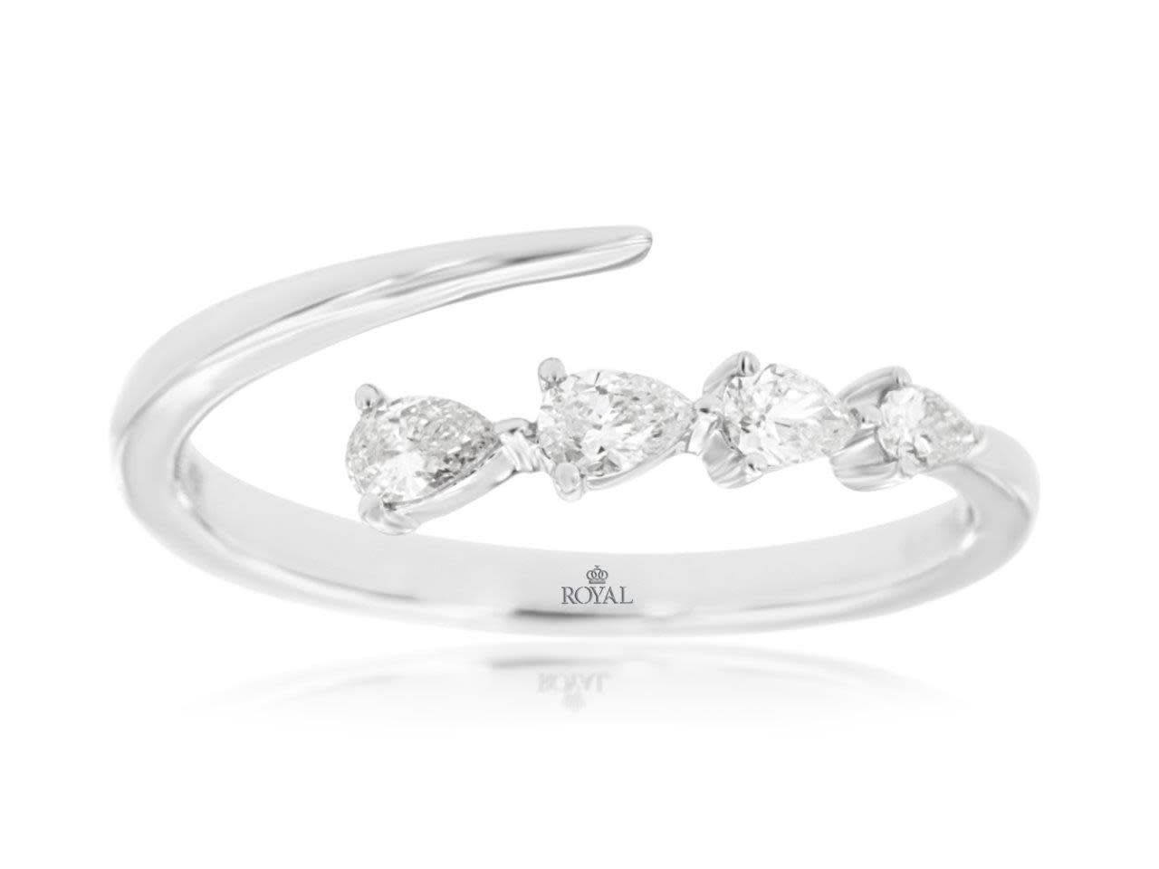 EVTX- 14KW 2.16g .25ctw Pear Diamond Bypass Fashion Ring (size 7)