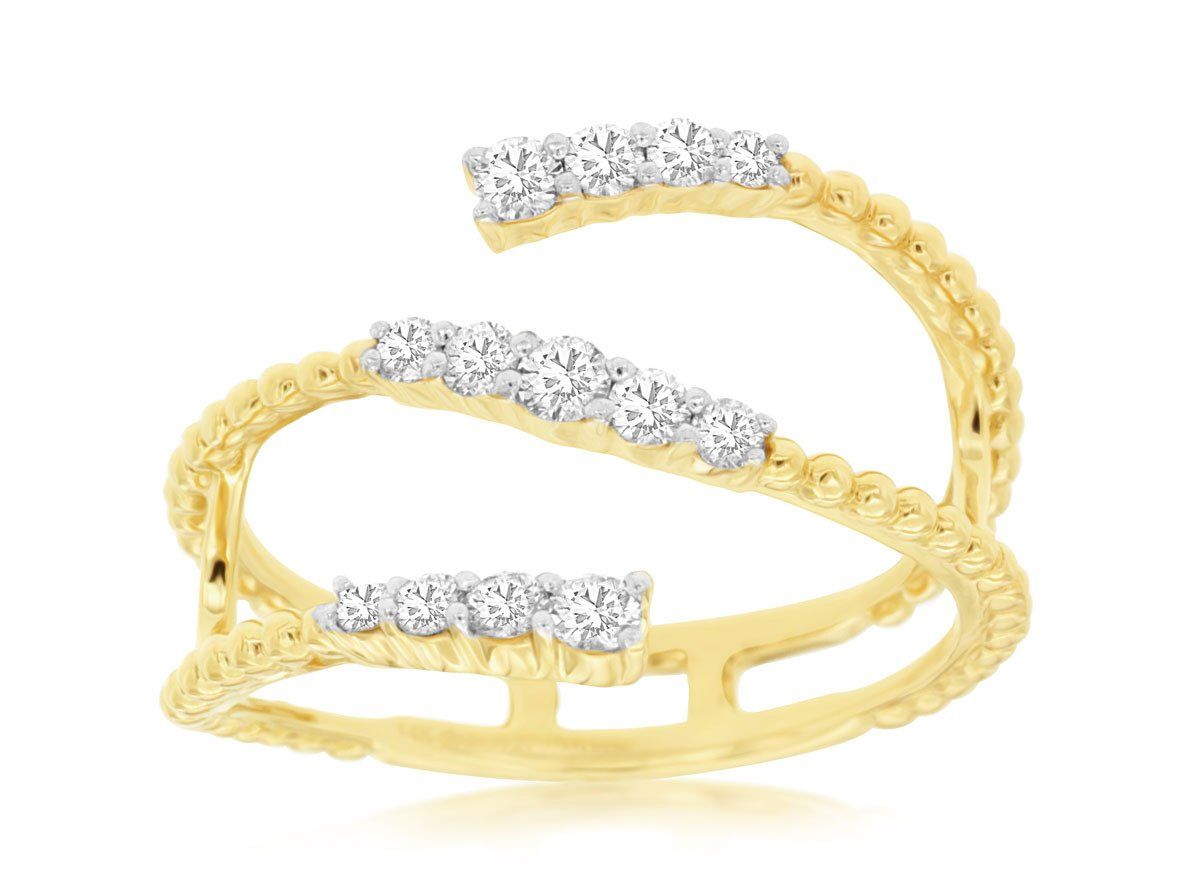 EEAX- 14KY 2.55g .36ctw Diamond Fashion Crossover Ring (size 7)