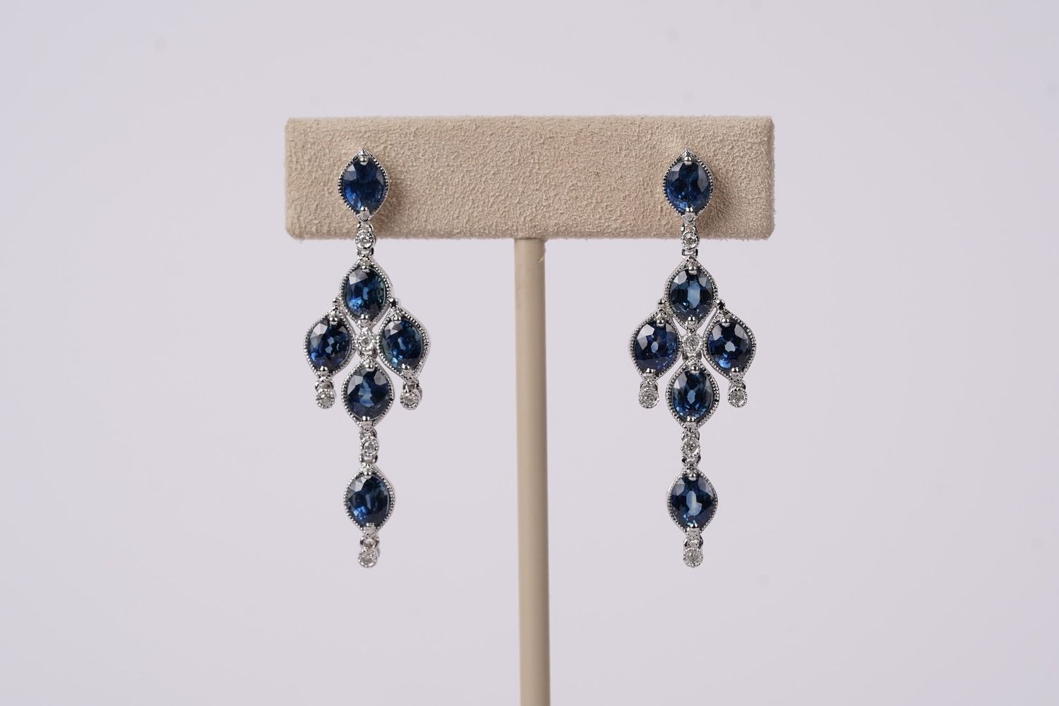 VVRI- 14KW 6.31g 5.60ctw Sapphire &amp; Diamond Fashion Earrings