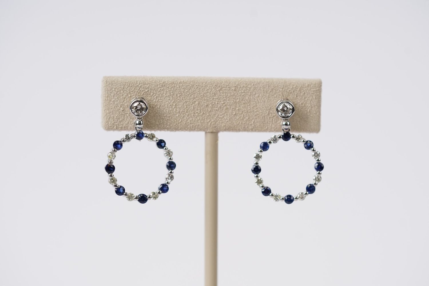 BTTX- 14KW 2.81g 1.44ctw Sapphire &amp; Diamond Dangle Earrings
