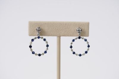 BTTX- 14KW 2.81g 1.44ctw Sapphire &amp; Diamond Dangle Earrings
