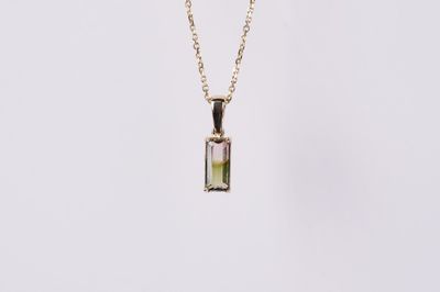 EDEX- 14KY 2.82g 1.24ct Watermelon Tourmaline Pendant 16-18&quot;