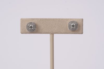 NTTX- 14KW 2.40g .50ctw Diamond Halo Earrings