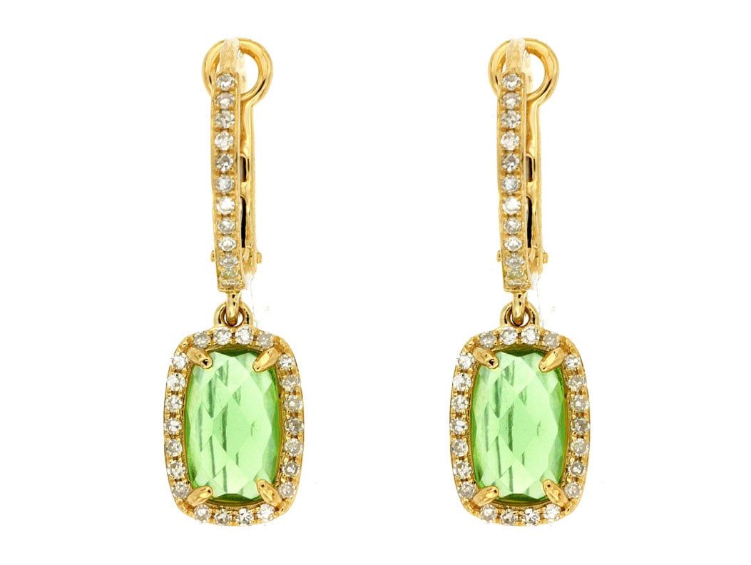 ENIX- 14KY 1.45g 2.56ctw Peridot &amp; Diamond Halo Fashion Earrings