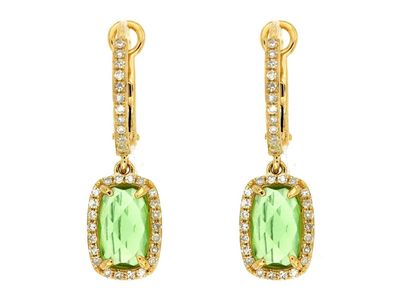ENIX- 14KY 1.45g 2.56ctw Peridot &amp; Diamond Halo Fashion Earrings