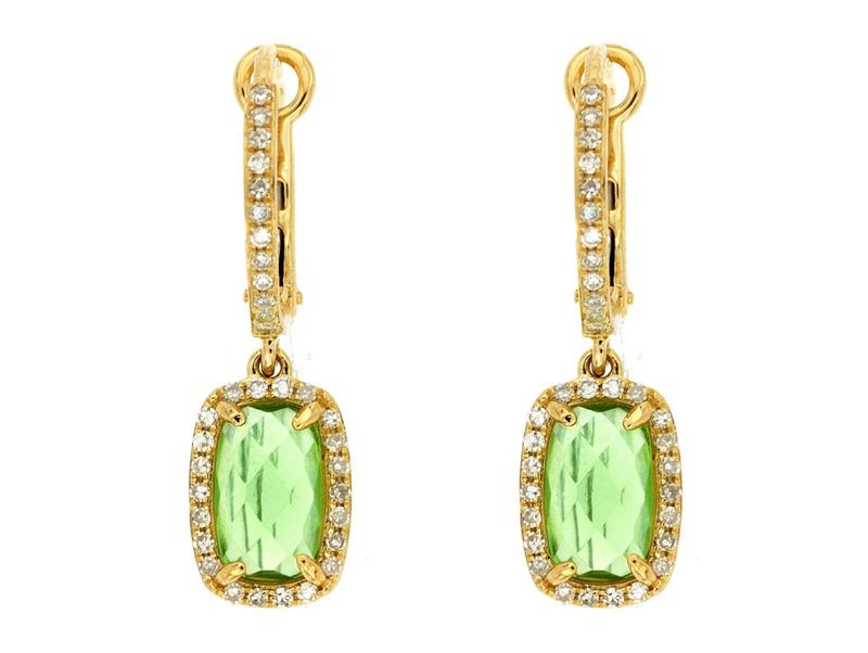 ENIX- 14KY 1.45g 2.56ctw Peridot &amp; Diamond Halo Fashion Earrings