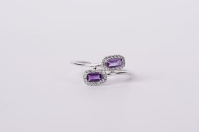 ALL- 10KW 2.49g .54ctw Amethyst &amp; Diamond Fashion Ring (size 7)