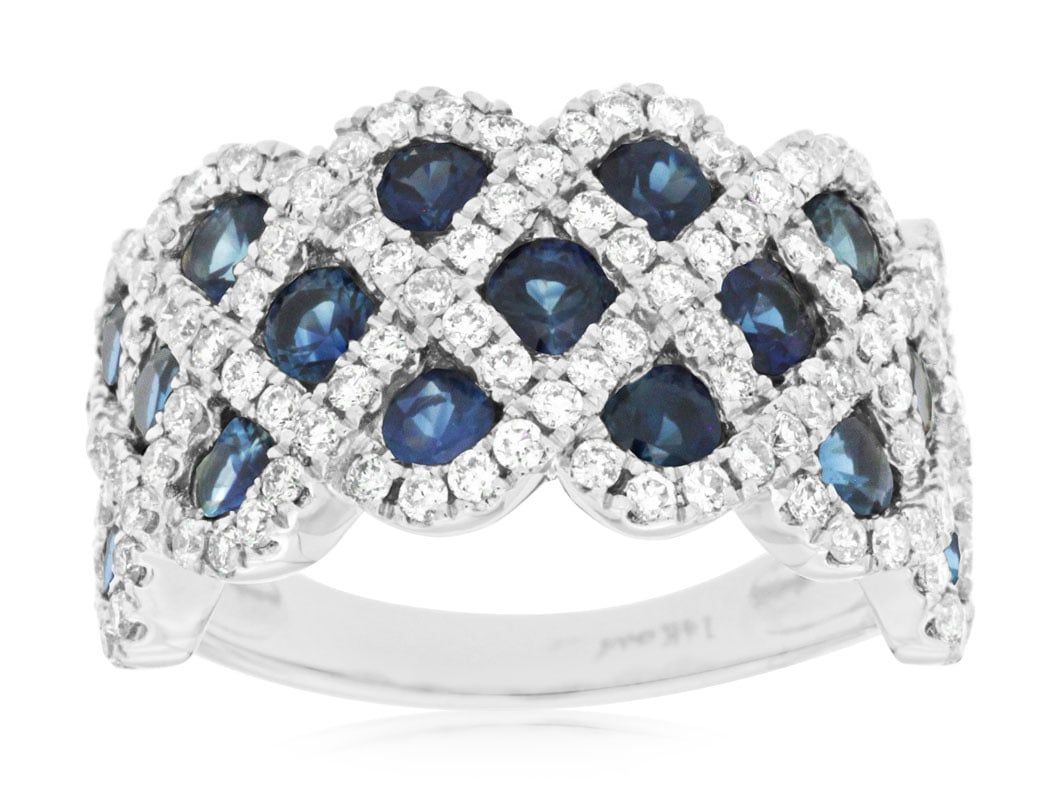 ATAB- 14KW 5.64g 3.20ctw Sapphire &amp; Diamond Fashion Ring (size 7)