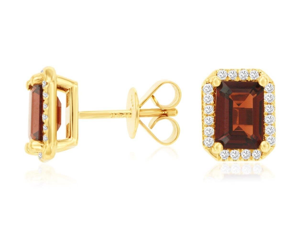 EBRX- 14KY 3.00g 2.60ctw Garnet &amp; Diamond Halo Earrings