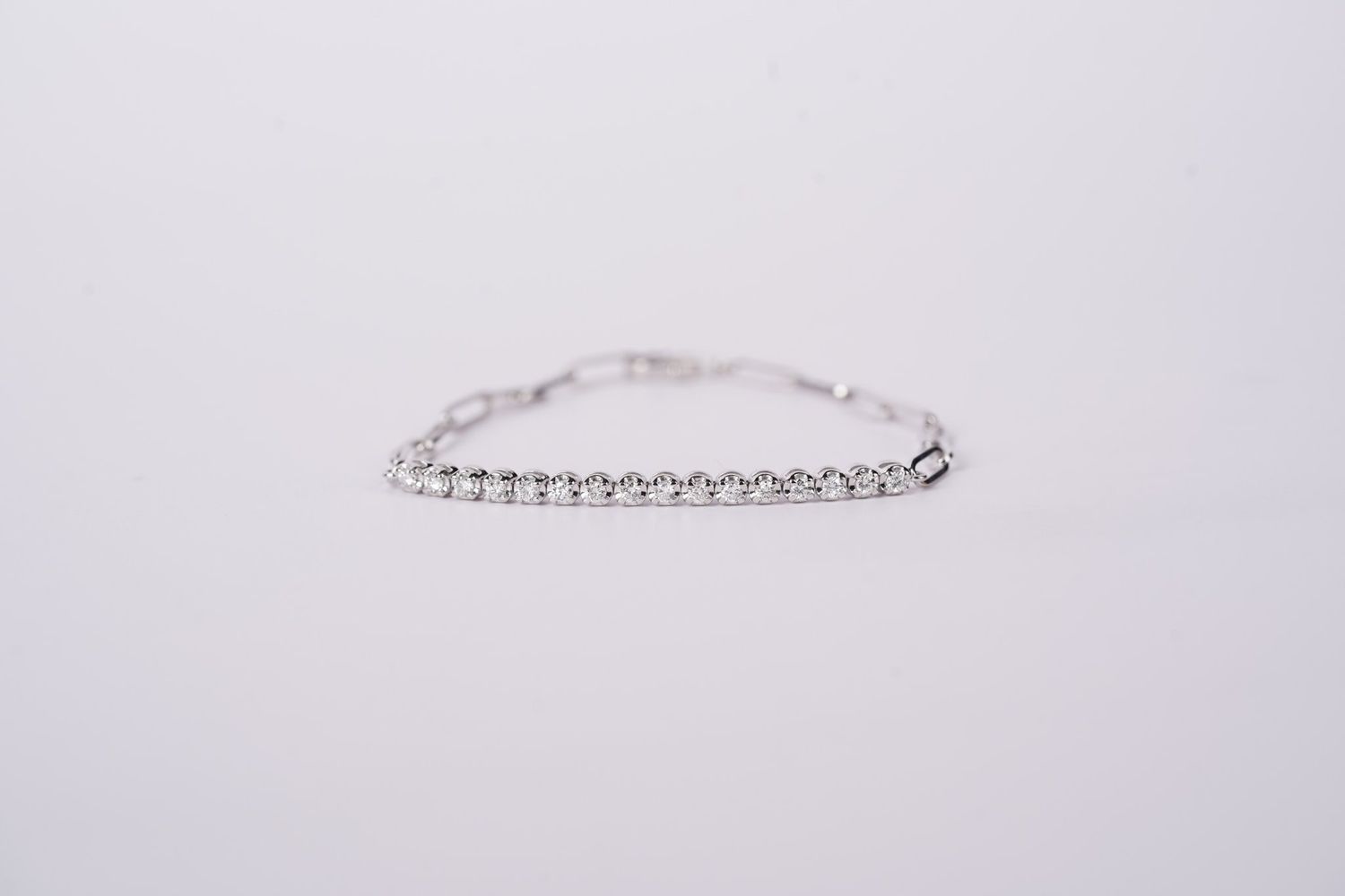 RETX- 14KW 4.22g .50ctw Diamond Fashion Paperclip Bracelet 7&quot;