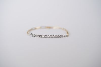 RETX- 14KWY 4.28g .50ctw Diamond Fashion Paperclip Bracelet 7&quot;