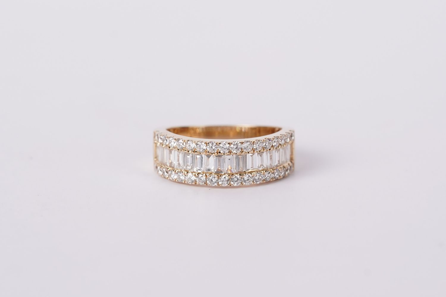 VETT- 14KY 4.40g 1.76ctw Baguette &amp; Round Diamond Fashion Ring (size 6.5)