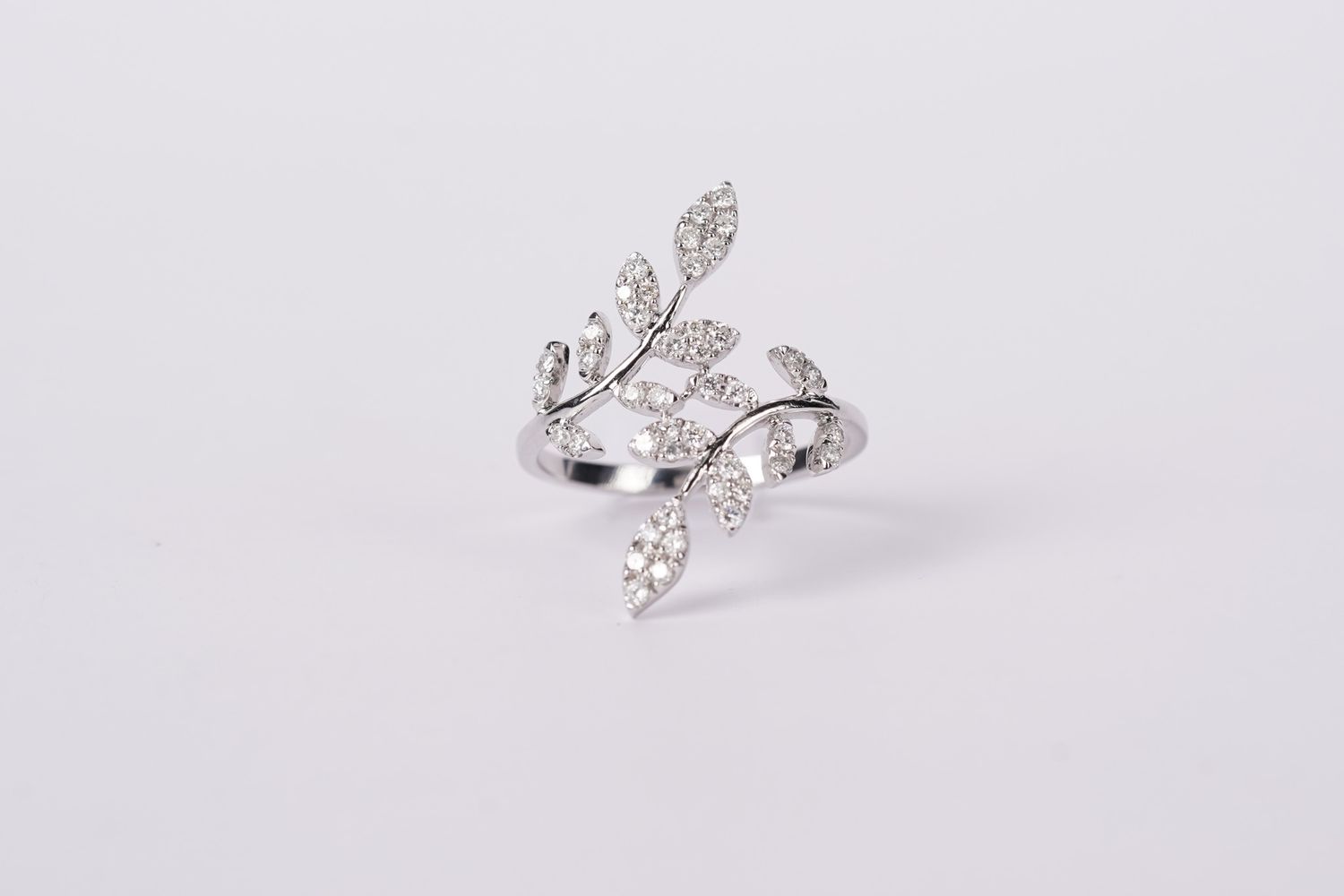 DVNX- 14KW 2.90g .56ctw Diamond Floral Bypass Ring (size 7)