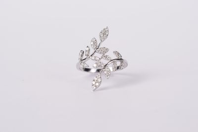 DVNX- 14KW 2.90g .56ctw Diamond Floral Bypass Ring (size 7)
