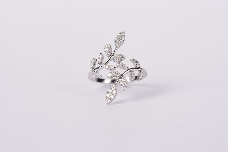 DVNX- 14KW 2.90g .56ctw Diamond Floral Bypass Ring (size 7)