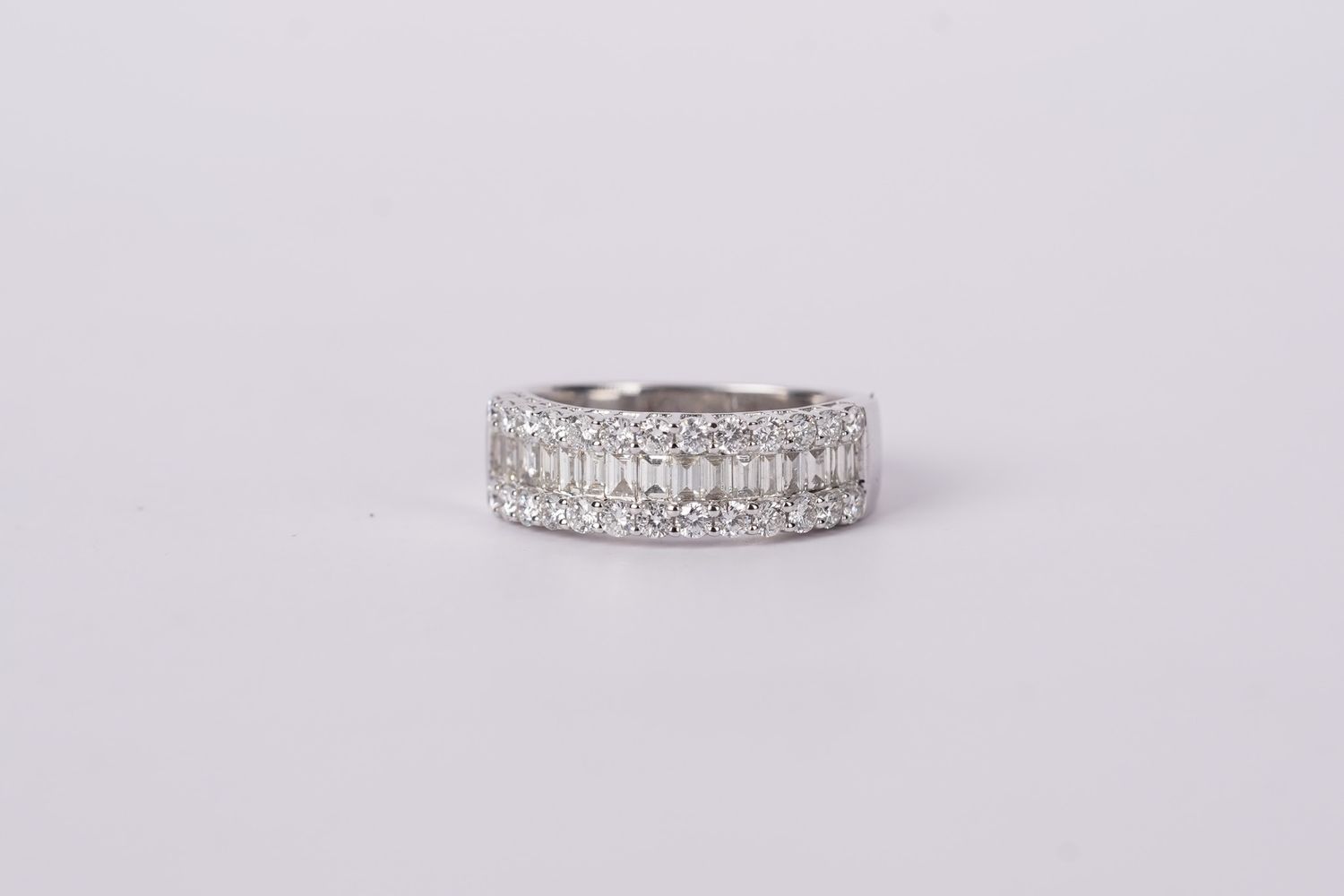 VTPT- 14KW 5.83g 1.38ctw Baguette &amp; Round Diamond Fashion Ring (size 7)