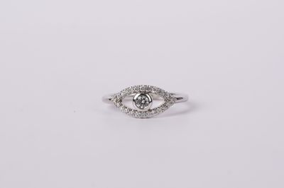 14KW 3.1g .50ctw (.25ctr) Diamond Evil Eye Ring (size 7)