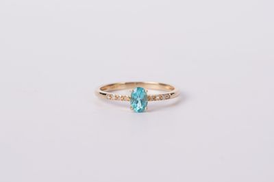 VDT- 14KY 1.60g .54ctw (.48ctr) Apatite &amp; Diamond Fashion Ring (size 7)