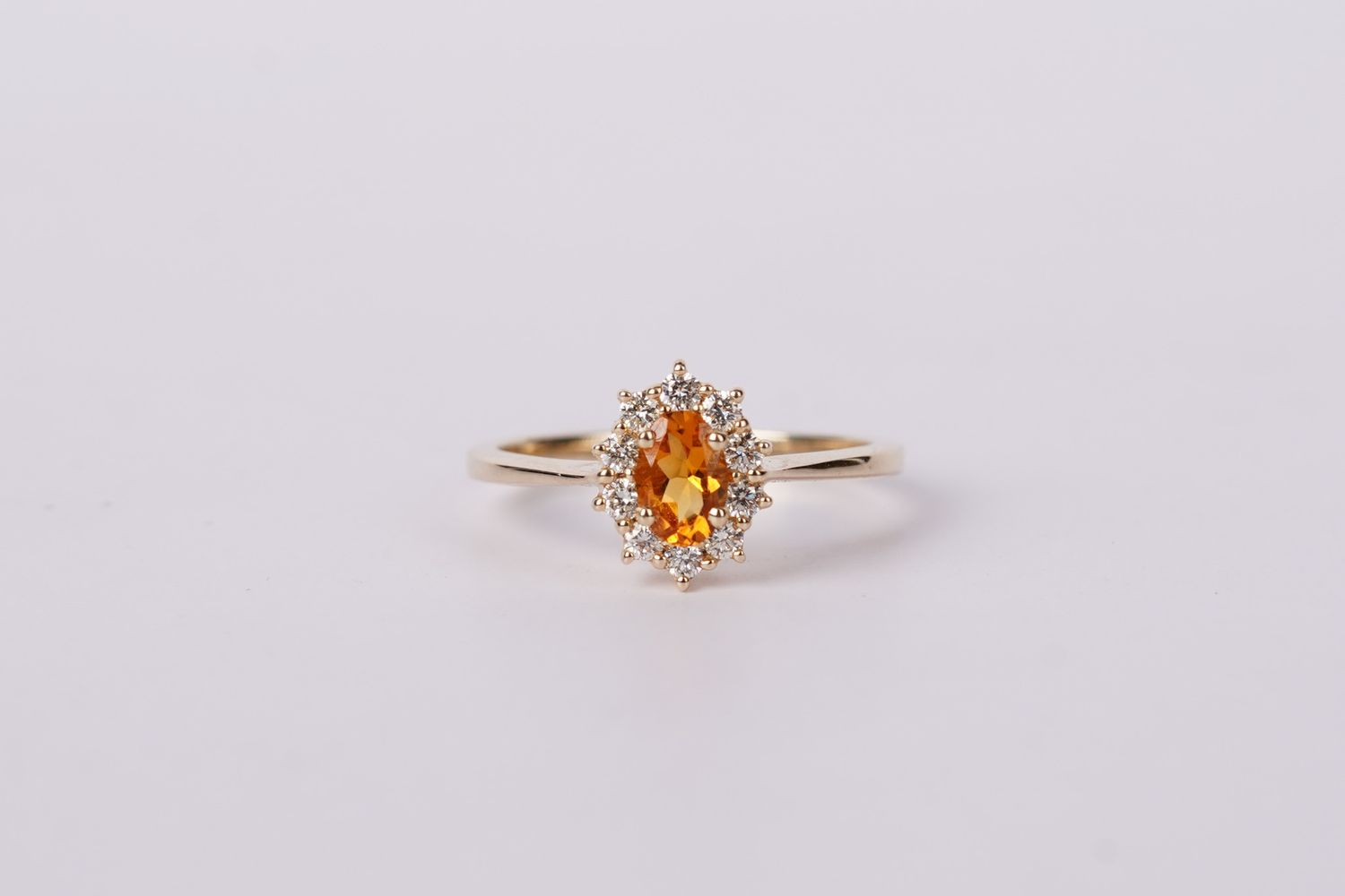ALIX- 14KY 2.50g .70ctw (.40ctr) Citrine &amp; Diamond Halo Fashion Ring (size 7)
