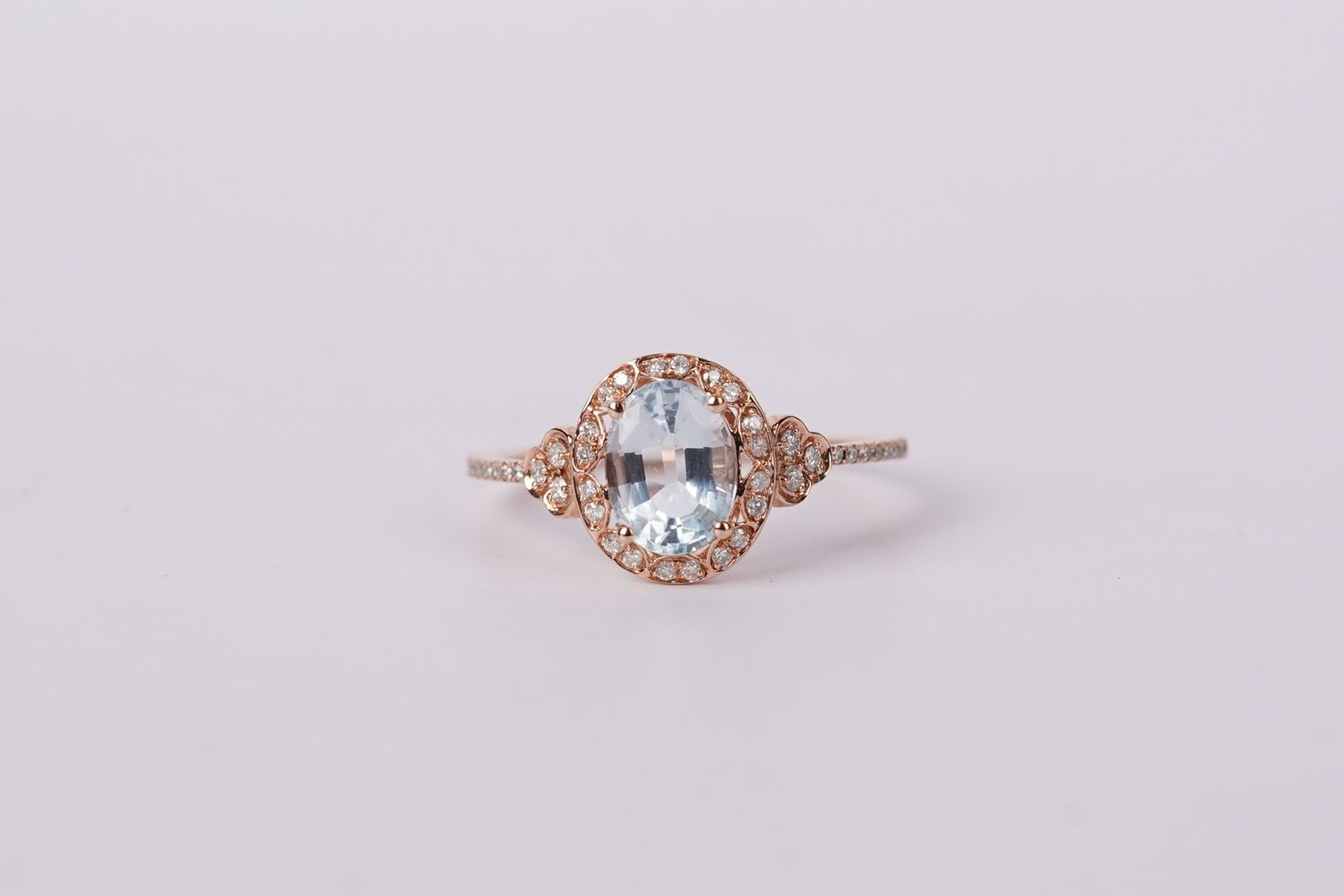 AAL- 14KR 1.90g 1.35ctw (1.15ctr) Aquamarine &amp; Diamond Fashion Ring (size 7)