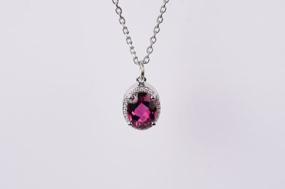 DDTX- 14KW 4.2g 1.80ctw (1.72ctr) Tourmaline &amp; Diamond Halo Pendant 16-18&quot;