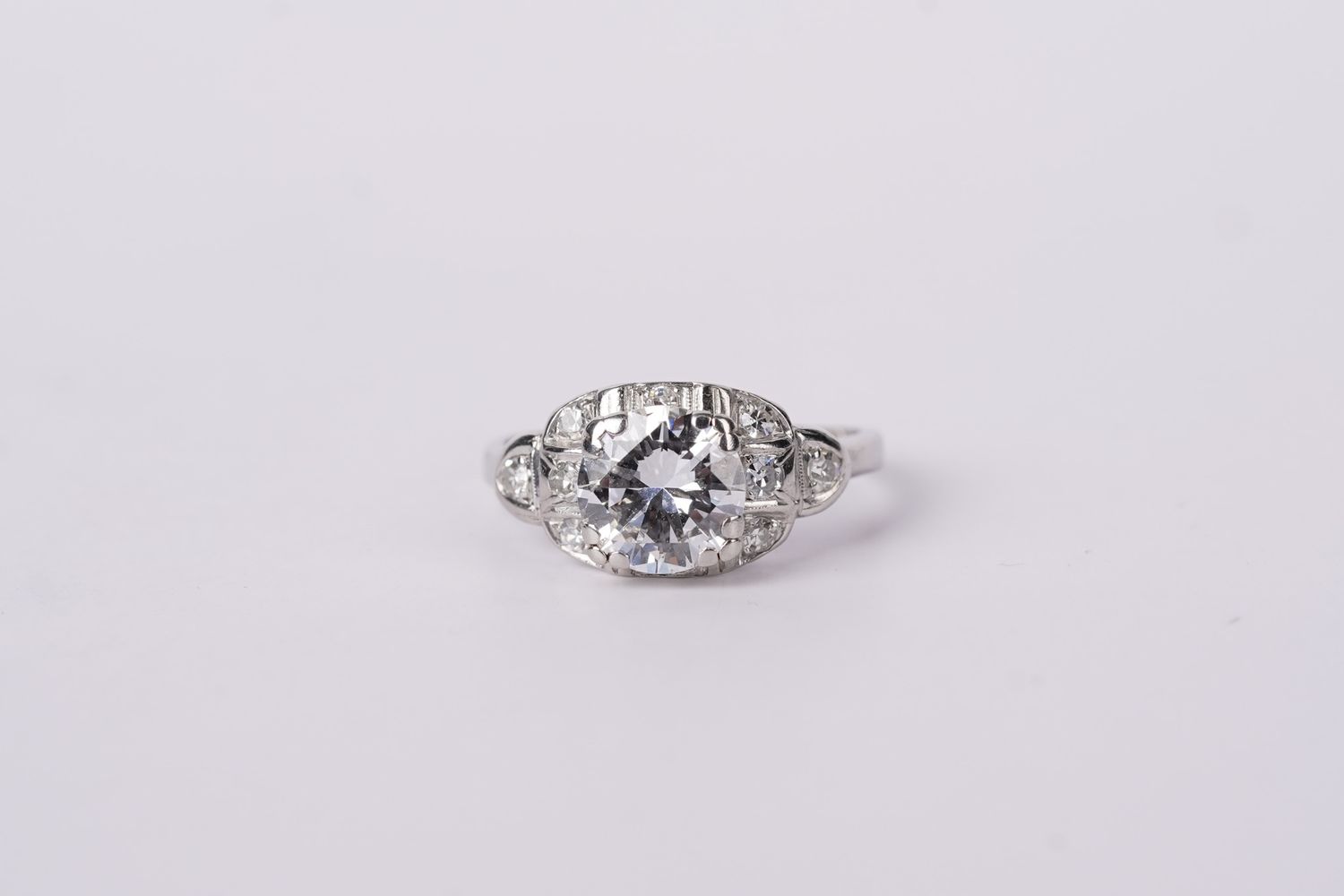 BNVEX- Platinum 3.4g 1.90ctw (1.75ctr) F/SI1 Diamond Vintage Ring (size 7)